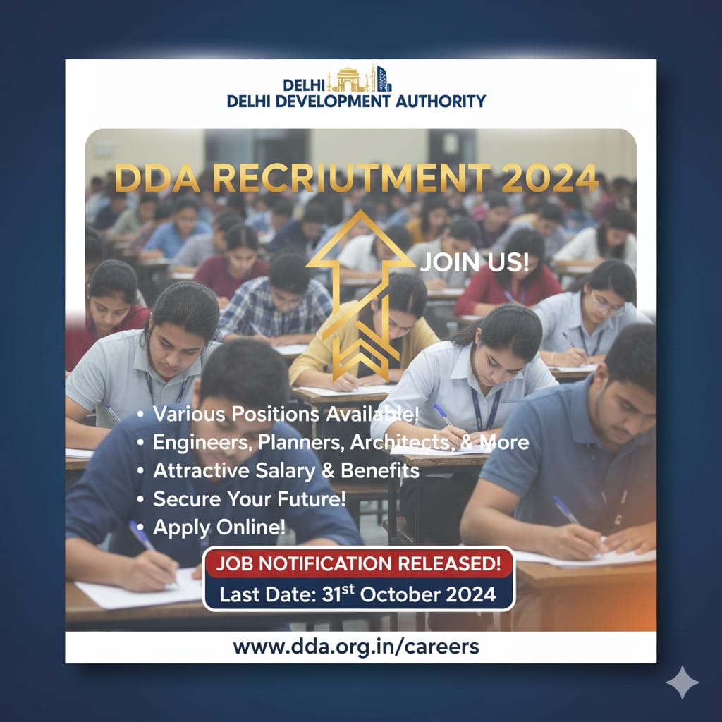 DDA Recruitment 2025
Apply Online for 1732 Junior Engineer, MTS & More Posts